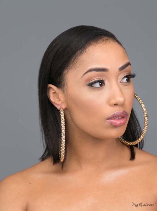 Phaedra Hoop- gold plated statement detailed metal hoop earrings - My Roial Ears LTD
