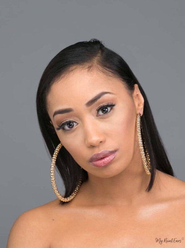 Phaedra Hoop- gold plated statement detailed metal hoop earrings - My Roial Ears LTD