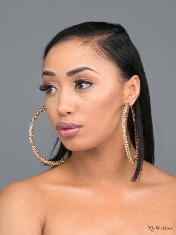 Phaedra Hoop- gold plated statement detailed metal hoop earrings - My Roial Ears LTD