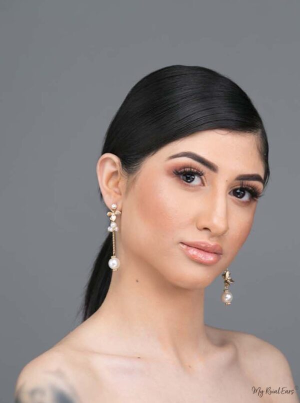 Pistis- cute gold pearl drop earrings - My Roial Ears LTD