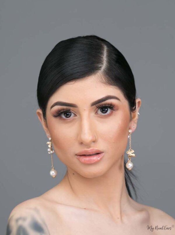 Pistis- cute gold pearl drop earrings - My Roial Ears LTD