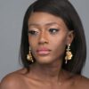 Gaia- gold plated 3d floral glam earrings - My Roial Ears LTD