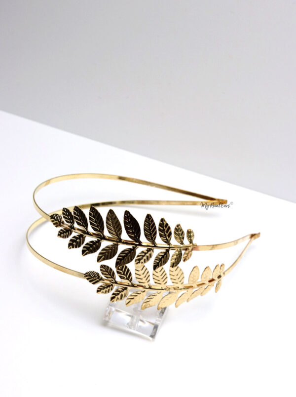 Queen Adela-greek inspired golden leaf headband - Image 3