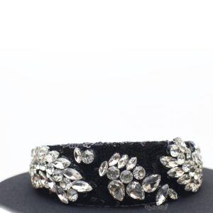 Queen Georgina- black sequin headband with rhinestone crystals - My Roial Ears LTD
