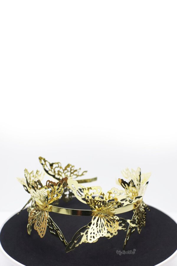 Queen Elsa-gold metal 3D butterfly headband - My Roial Ears LTD