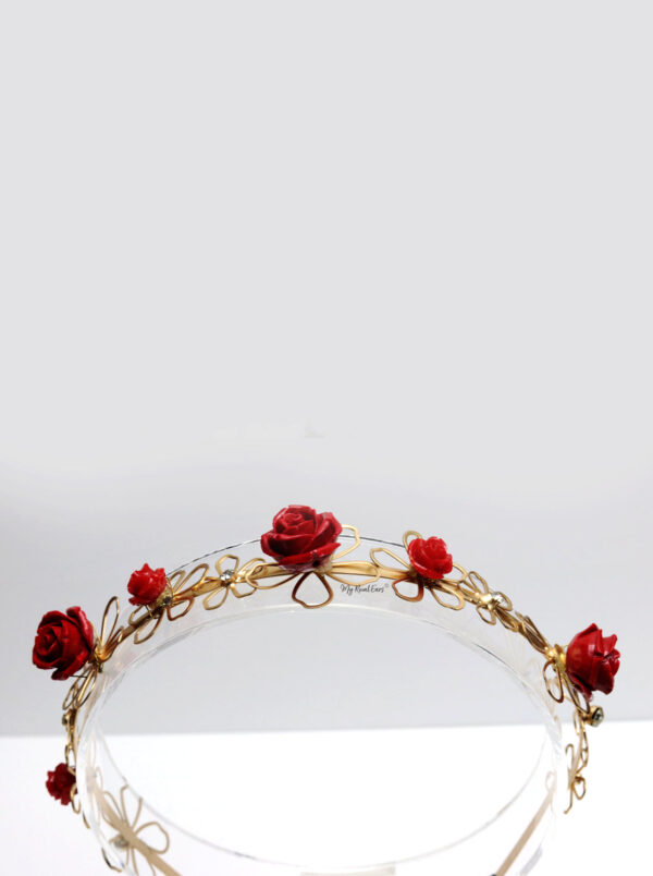 Queen Enid- gold and rose flower headband - Image 2