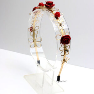 Queen Enid- gold and rose flower headband