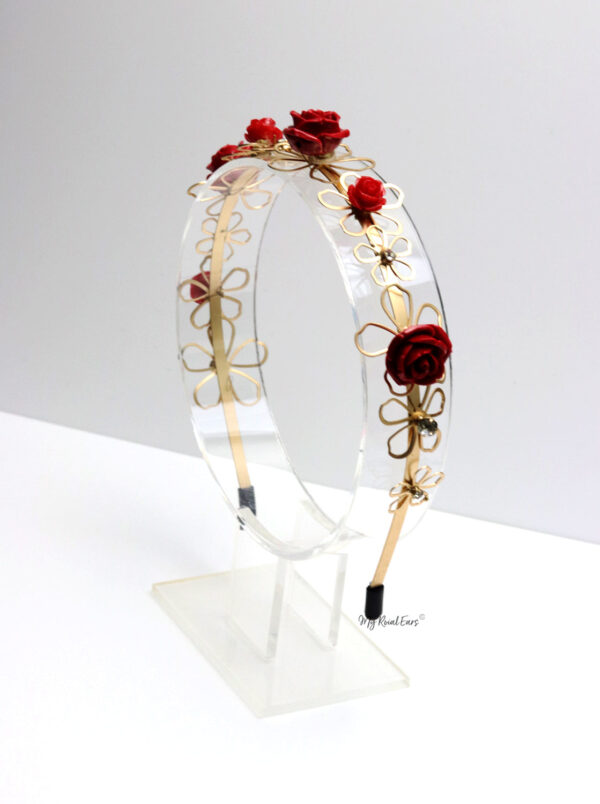 Queen Enid- gold and rose flower headband