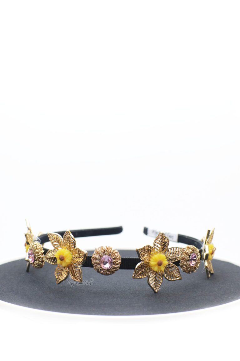 Queen Haralda- gold and yellow daisy headband - My Roial Ears LTD