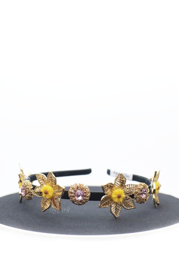 Queen Haralda- gold and yellow daisy headband - My Roial Ears LTD