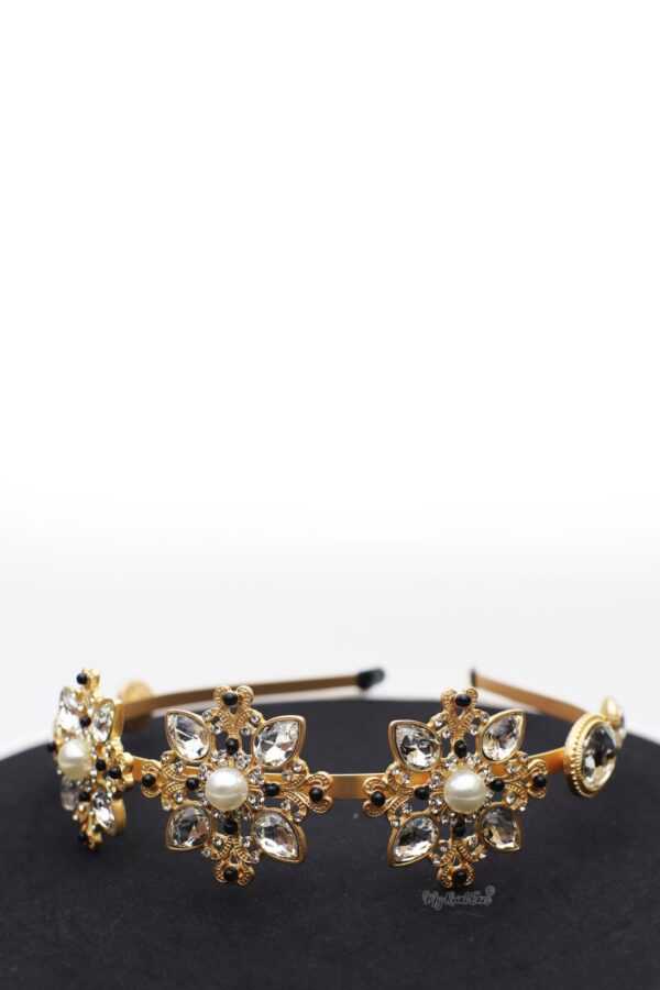 Queen Juno- gold crystal flower headband - My Roial Ears LTD