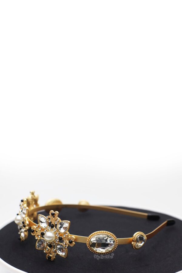 Queen Juno- gold crystal flower headband - My Roial Ears LTD