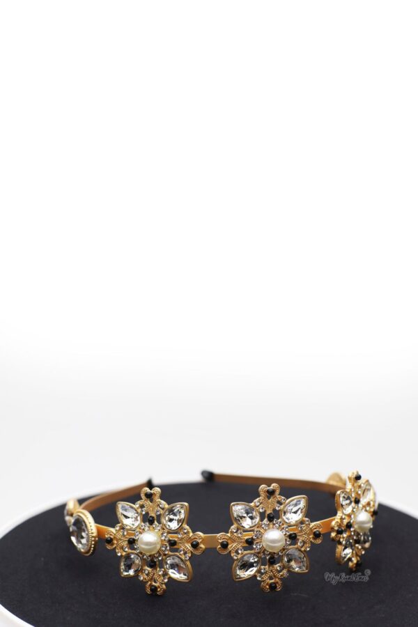 Queen Juno- gold crystal flower headband - My Roial Ears LTD