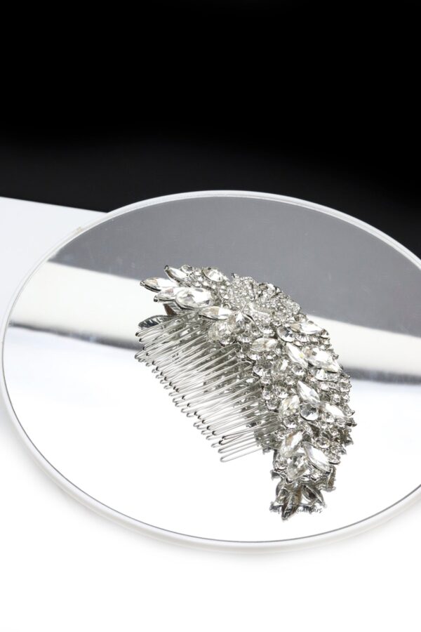 Queen Rhiannon-silver crystal glass embellished hair comb headpiece - My Roial Ears LTD