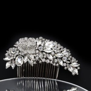 Queen Rhiannon-silver crystal glass embellished hair comb headpiece - My Roial Ears LTD