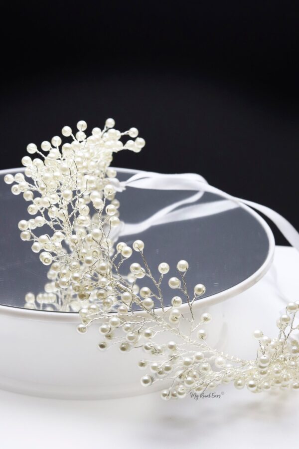 Queen Malka-a silver plated pearl headpiece - My Roial Ears LTD