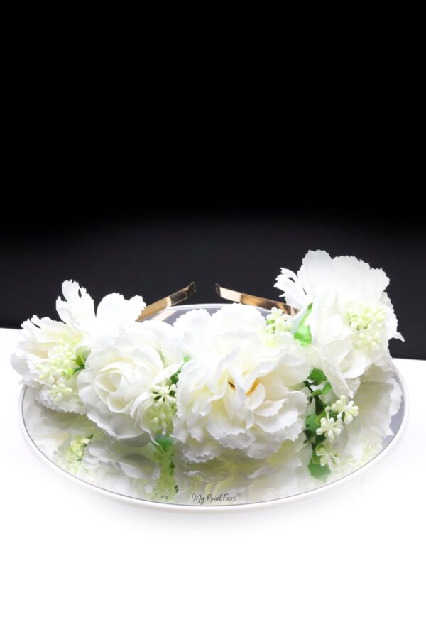 Queen Avril- white rose floral crown headband - My Roial Ears LTD