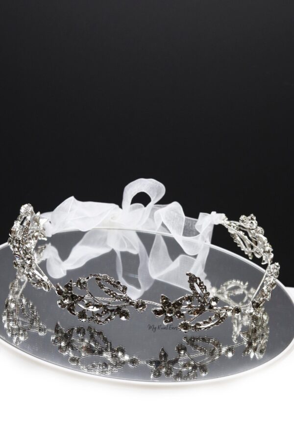 Queen Marian- exquisite silver crystal leaf headband - My Roial Ears LTD