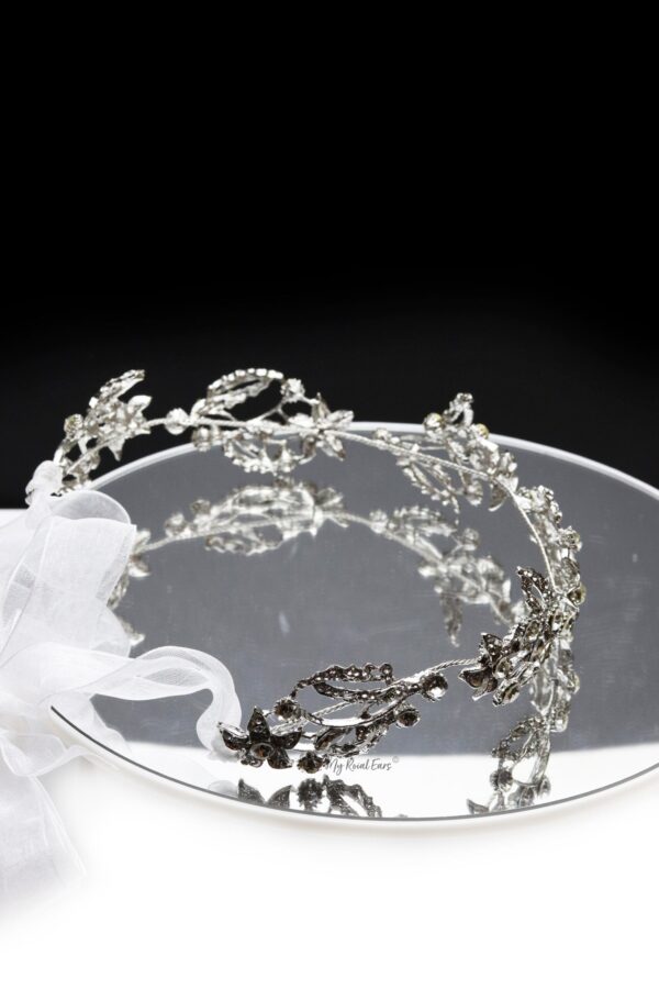 Queen Marian- exquisite silver crystal leaf headband - My Roial Ears LTD