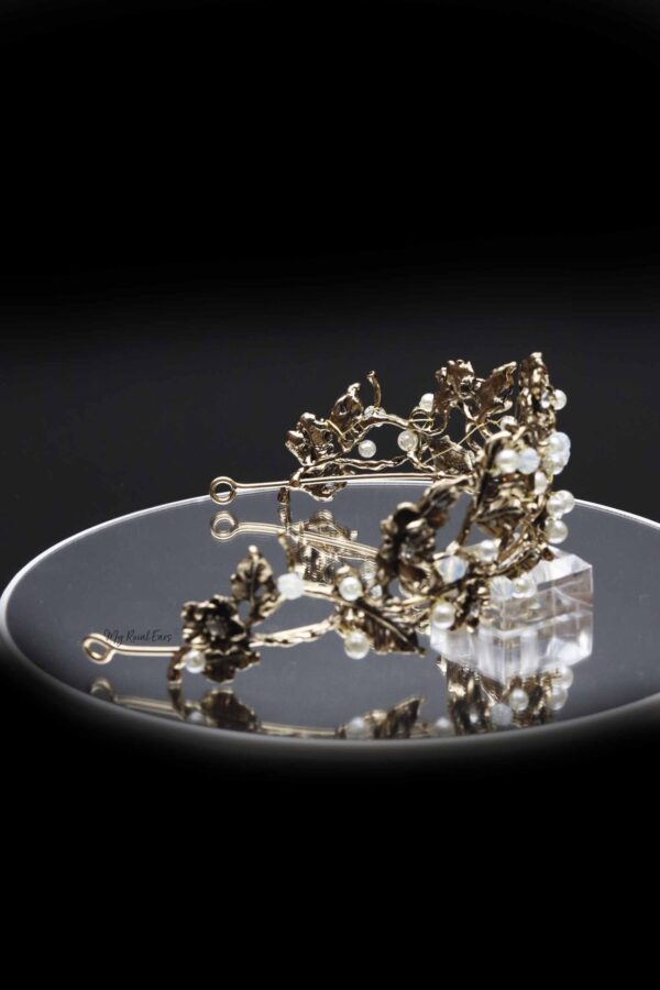 Queen Matha - bronze floral pearl tiara - My Roial Ears LTD