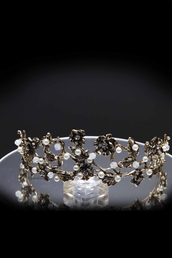 Queen Matha - bronze floral pearl tiara - My Roial Ears LTD