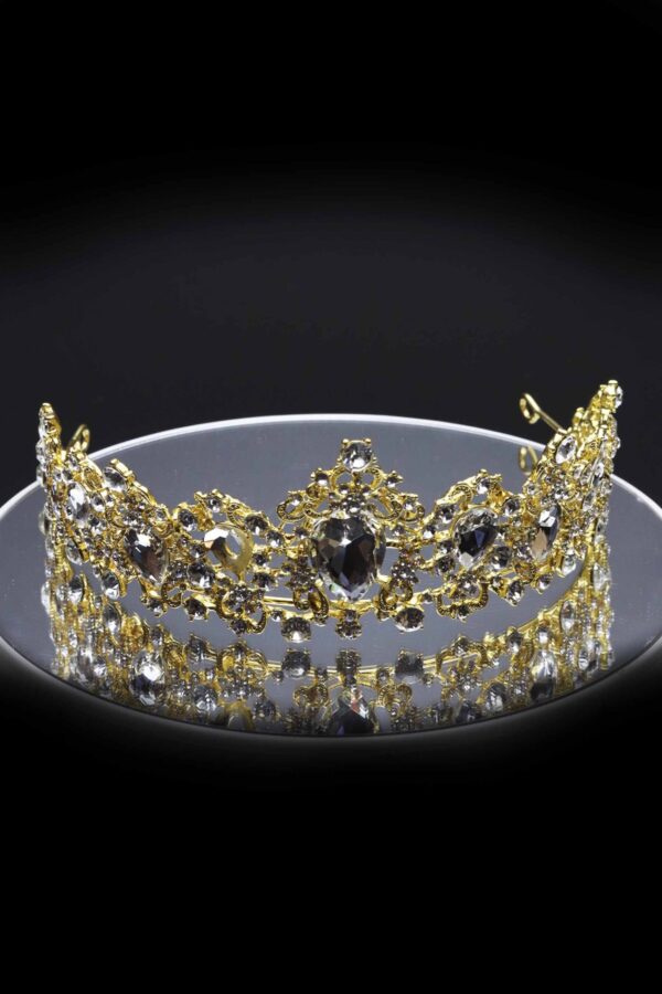 Queen Sheila- exquisite golden glass stone crown - My Roial Ears LTD