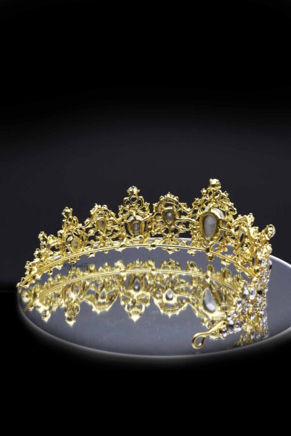 Queen Sheila- exquisite golden glass stone crown - My Roial Ears LTD