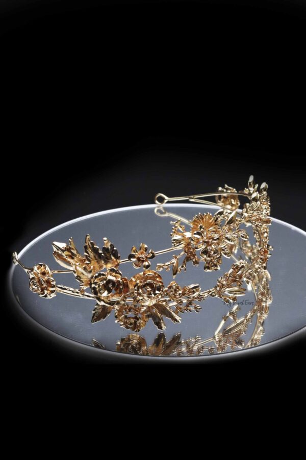 Queen Winfrey- handmade golden floral headband - My Roial Ears LTD