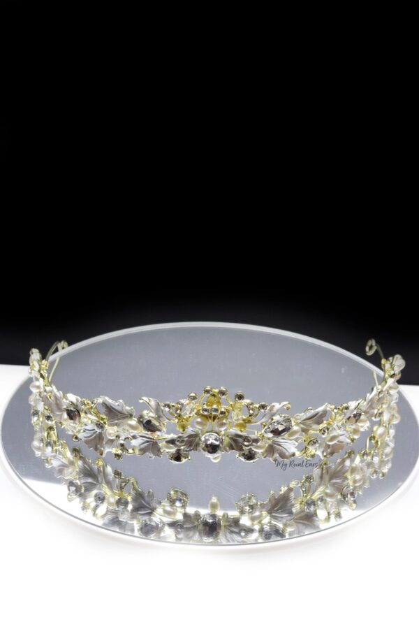 Queen Angle- an exquisite pearl leaf crystal tiara - My Roial Ears LTD