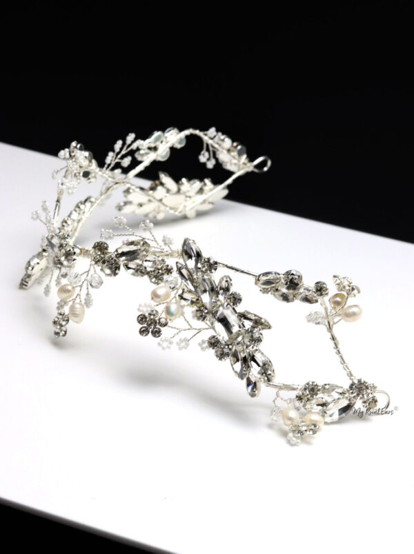 Queen Lizzie Silver- handmade bridal headpiece