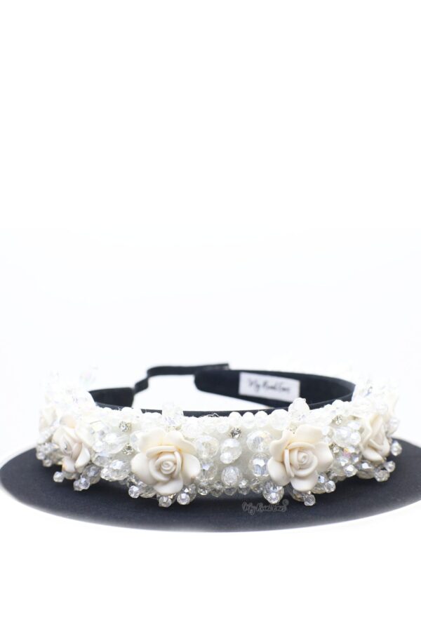 Queen Eloise- striking bridal transparent floral headband - My Roial Ears LTD