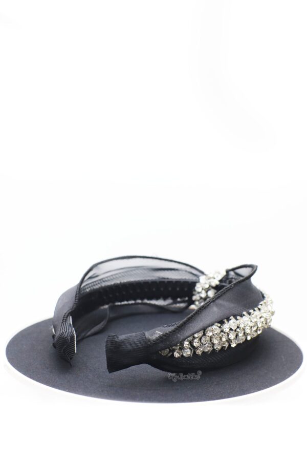 Queen Gabriella- black rhinestone crystal knotted headband - My Roial Ears LTD
