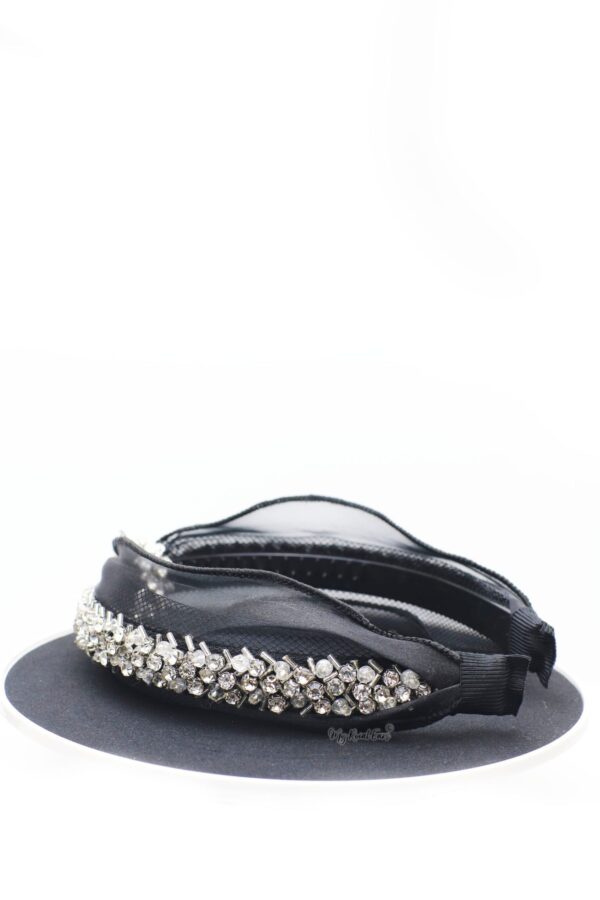 Queen Gabriella- black rhinestone crystal knotted headband - My Roial Ears LTD