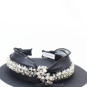 Queen Gabriella- black rhinestone crystal knotted headband - My Roial Ears LTD