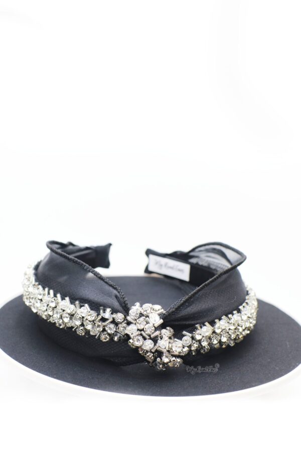Queen Gabriella- black rhinestone crystal knotted headband - My Roial Ears LTD