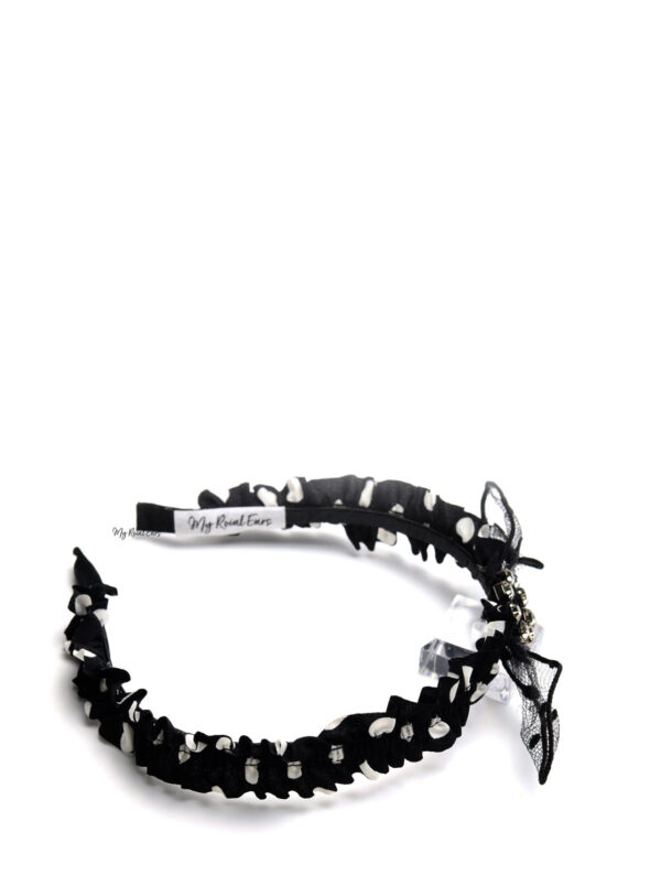 Queen Bathilda- black and white polka dot bow headband - Image 9