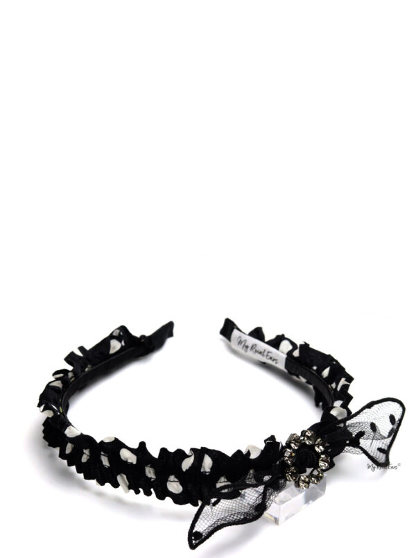 Queen Bathilda- black and white polka dot bow headband