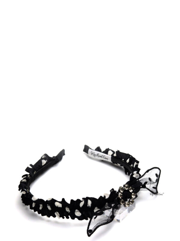Queen Bathilda- black and white polka dot bow headband - Image 3