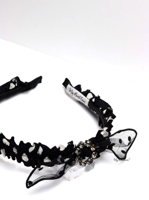 Queen Bathilda- black and white polka dot bow headband - Image 6