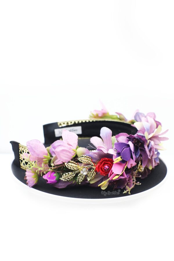 Queen Linda- purple flower head crown - My Roial Ears LTD