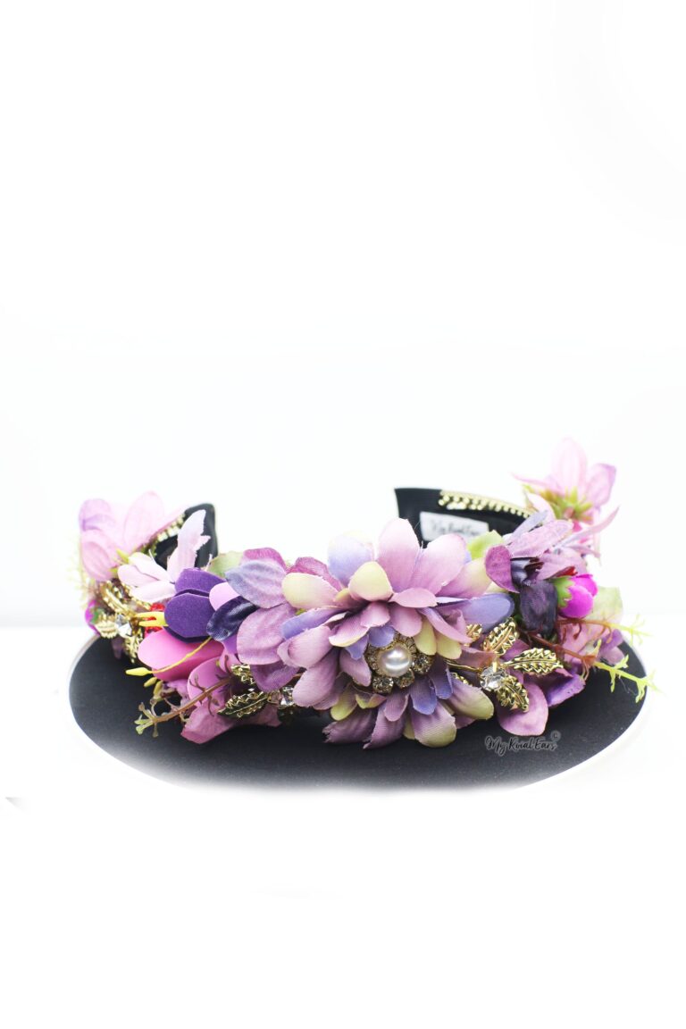 Queen Linda- purple flower head crown - My Roial Ears LTD