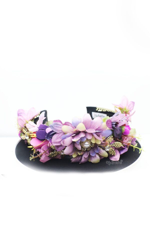 Queen Linda- purple flower head crown - My Roial Ears LTD