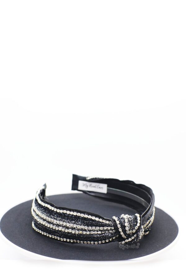 Queen Kelila- black and silver rhinestone knotted headband - My Roial Ears LTD