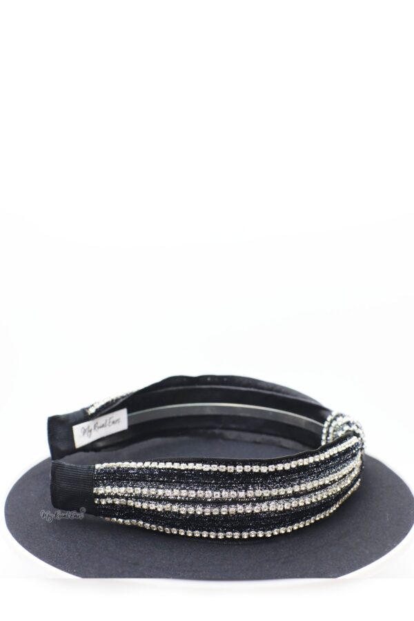 Queen Kelila- black and silver rhinestone knotted headband - My Roial Ears LTD