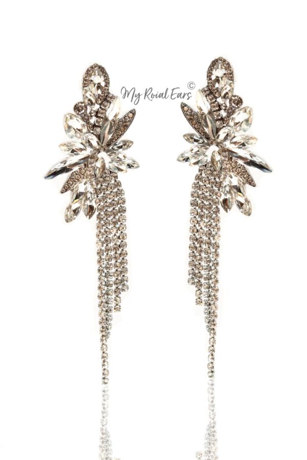 Q.Josephine-tassel handcrafted silver bridal earrings - Image 2