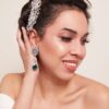 Q.Yvonne- royal elegance silver and green bridal earrings - Image 2