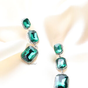 Q.Cosima- green and silver gemstones bridal earrings