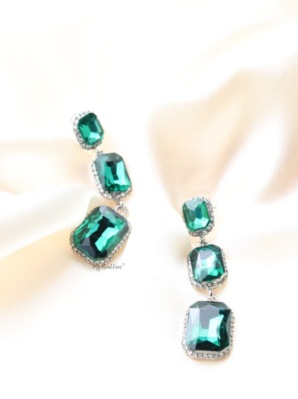 Q.Cosima- green and silver gemstones bridal earrings
