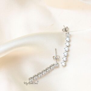 Q.Amirat- 925 silver plated bridal drop earrings