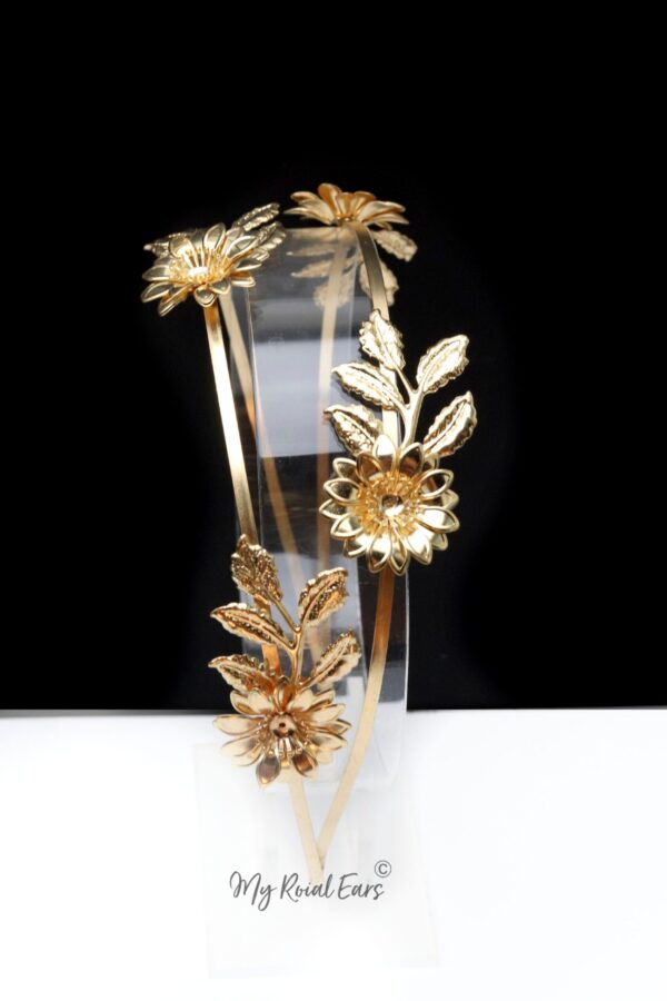 Queen Titania-gold floral headband - Image 3
